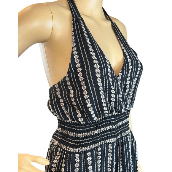 American Eagle Womens Halter Jumpsuit Floral Stripe Small Boho Chic Relaxed - Picture 6 of 7